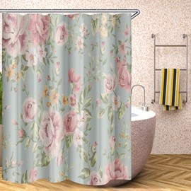 SMchwbc Flower Shower Curtain Flower 120 x 200 cm 180 x 200 cm 180 x 180 cm 200 x 240 cm Textile Pink Pink Blue 100% Polyester Shower Curtains Waterproof (1.180 x 200 cm)