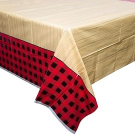 Buffalo Plaid Lumberjack Plastic Tablecloth, 84" x 54"