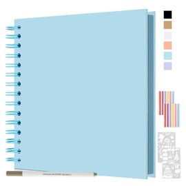 JAECU Photo Album for DIY and Gluing, 24 x 24 cm, DIY Spiral Album, Scrapbook Album, 80 Pages, Photo Albums, Guest Book for Birthday, Wedding (Blue)