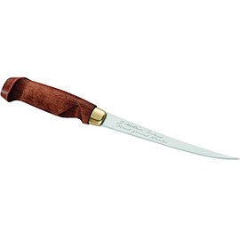 Marttiini 901315 Finnisches Filetiermesser, Klinge 15.5 cm, Birkenholz Griff,, Lederscheide