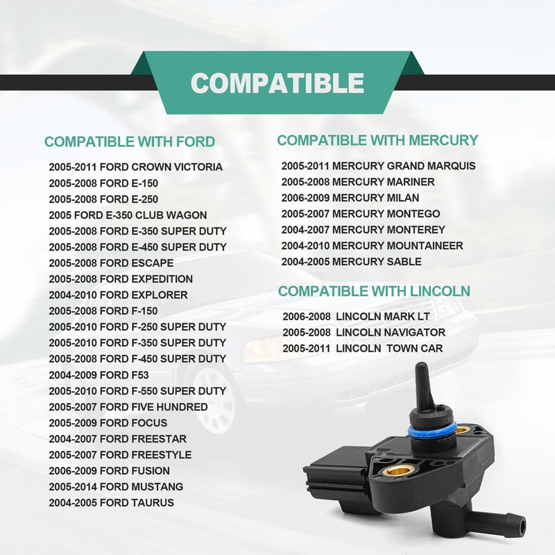 Fuel Rail Injection Pressure Sensor Compatible with Ford F150 F250