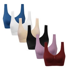 Vermilion Bird Women's 3 Pack Seamless Comfortable Sports Bra with Removable Pads Pack of 6 4XL