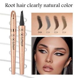 3D Magic Eyebrow Pencil, Waterproof, Microblading Eyebrow Pencil, Magic Eyebrow Pencil with 4 Micro Fork Tips, Effortlessly Creates Natural Looking Brows, Dark Brown