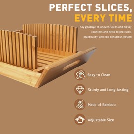 Bread Slicer for Homemade Bread：Adjustable Width Foldable Design with Crumb Tray, Cutting Homemade Bread and Cakes, Ideal for Home Kitchens and Gifts