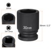 sourcing map 6-Point Impact Socket 3/4" Drive 30mm Metric 40Cr