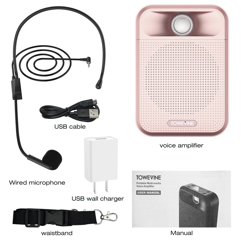 Voice Amplifier, Towevine Rechargeable Microphone for Teachers, Portable Speaker with