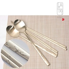 대구백화점 오부자송학 수저 1벌 Daegu Department Store Obuja Songhak Spoon and Chopstick Set 1 Set