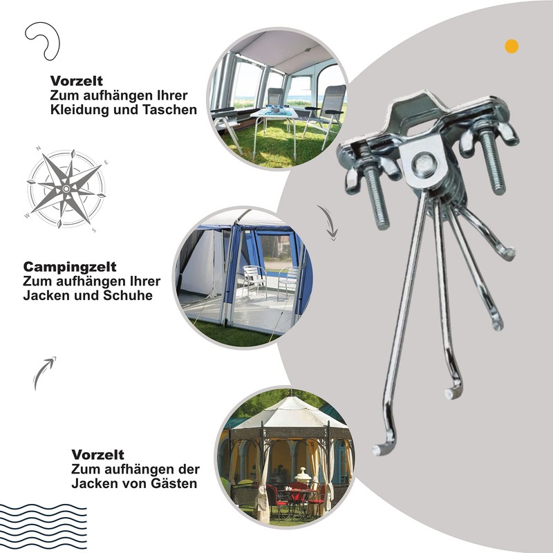 Norskskin Clothes Hook Screw Hook for Camping Tent or Caravan