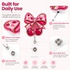 Badge Reel Cute Retractable ID Card Holders with Clip, Pink