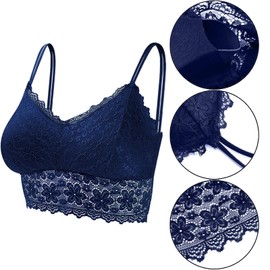 Manxing Bralette Lace Padded Bra Lace Push Up Bralette Bandeau Top Lace with Removable Pads Everyday Bra