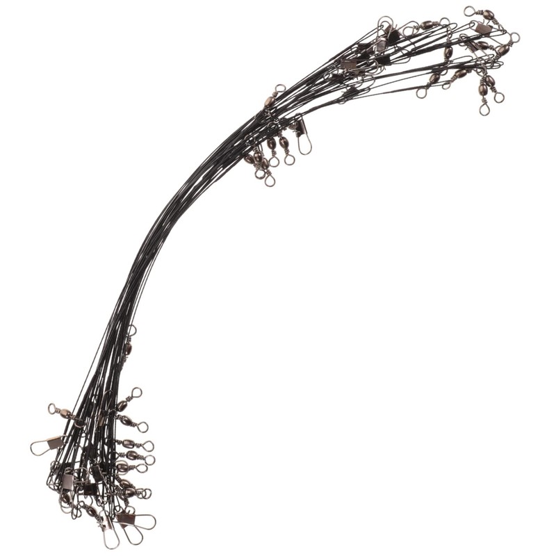 WOONEKY 30Pcs Professional Fishing Leaders with Swivels and Snaps Durable