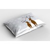 Ambesonne Christmas Pillow Sham Set of 2, Reindeers at Noel