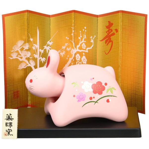 Yakushigama Nishikisai Shofuku (Neck Fringe) [72] Zodiac 2023 Rabbit New Year Figurine Interior Lucky Charm Pink Body Size: Height 3.0 x Width 3.9 inches (7.5 cm) x Width 3.9 inches (10 cm)