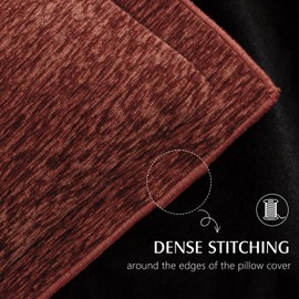 vivrudil Decorative Chenille Luxury Throw Pillow Covers with Wide Edge, Textured Lumbar Pillowcase, Soft Velvet Cushion Cover Home Décor for Couch Sofa Chair Living,12×20 Inch, Set of 2, Burgundy Red