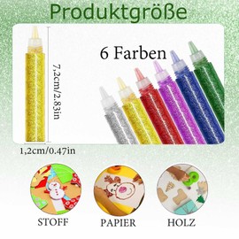 Altaroo Glitzerkleber 6 Tuben, Glitzerstifte Glitter Glue 6 Farben, Klebestifte mit Glitzer, Glitzer Basteln, Glitzerkleber für kinder glitzerstifte mädchen Junge zum Bemalen und Verzieren -je 10 ml