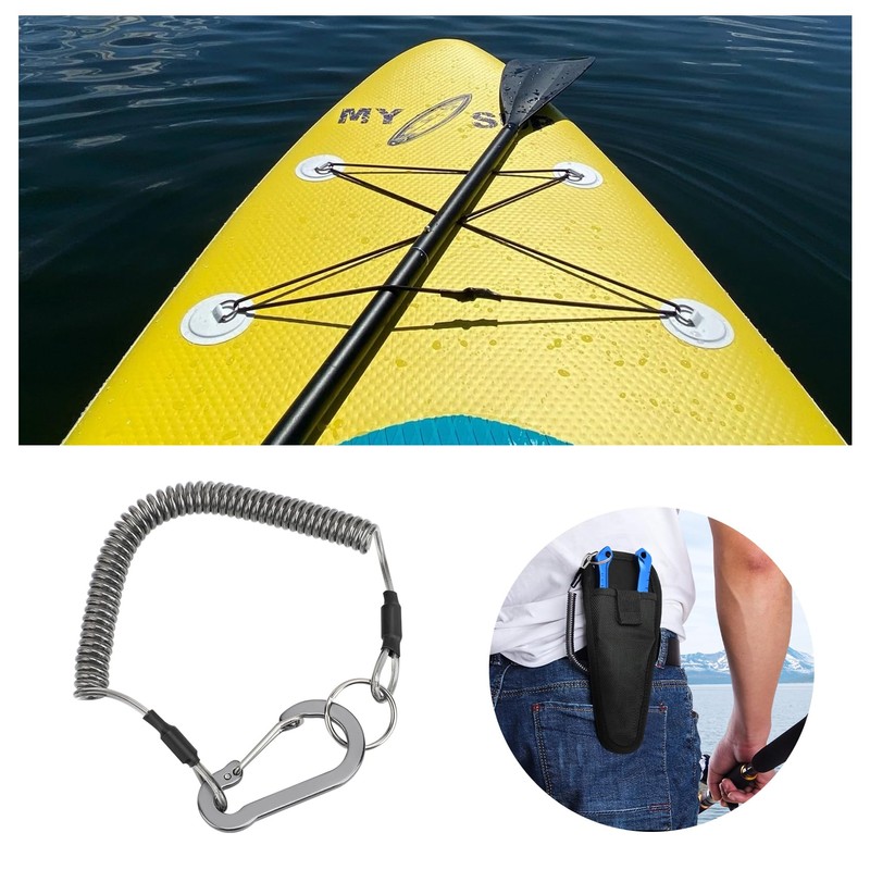 SANLIKE Wire Spring Cord Strap for Fishing, Wire Rope, Stretchable,