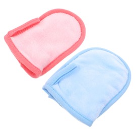 Baluue 2pcs Facial Gloves Washable Facial Cleaning Mitts Makeup Remover Tool Soft Long Staple Cotton Gentle Exfoliation for Face Skin Care