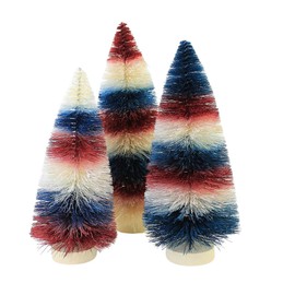 Bethany Lowe Designs LC1537 Americana Striped Bottle Brush Trees (Set of 3)