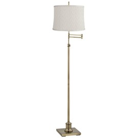 360 Lighting Westbury Antique Brass Swing Arm Floor Lamp with Cream Zigzag Shade