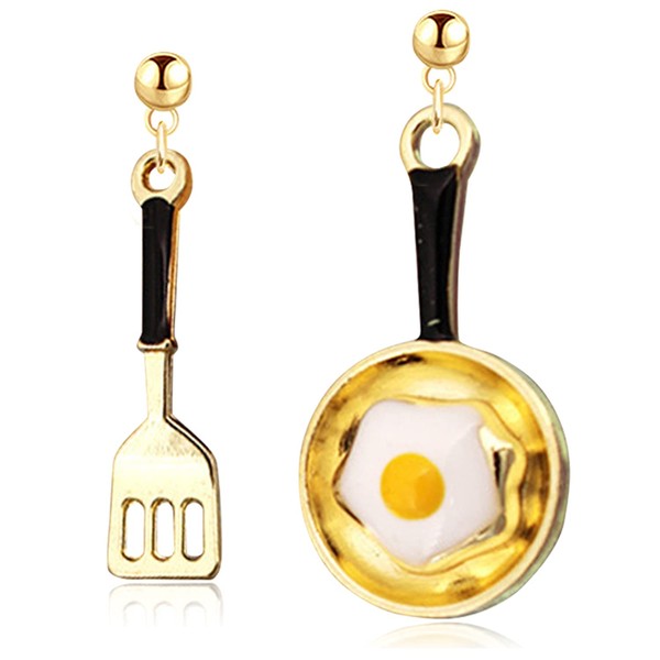 ANDPAI Cooking Baking Chef Charms Earrings Frying Pan Fried Egg
