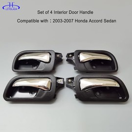 Juego de 4 manijas de puerta interiores para Honda Accord Sedan 2003-2007, lado delantero y trasero del conductor y del pasajero reemplaza 79542, 72120SDAA02ZC, HO1353132, bisel negro con
