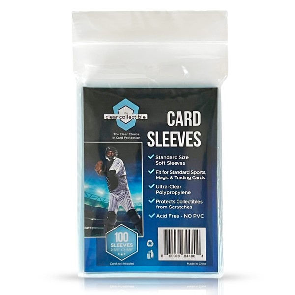 Card Protector Sleeves Penny Sleeves - 100 Trading Card Sleeves - 2-5/8" x 3-5/8" (67mm x 92mm) - Perfect Sports Card Sleeves - Collector Card Sleeves - Inner Sleeves for Top Loaders for Cards