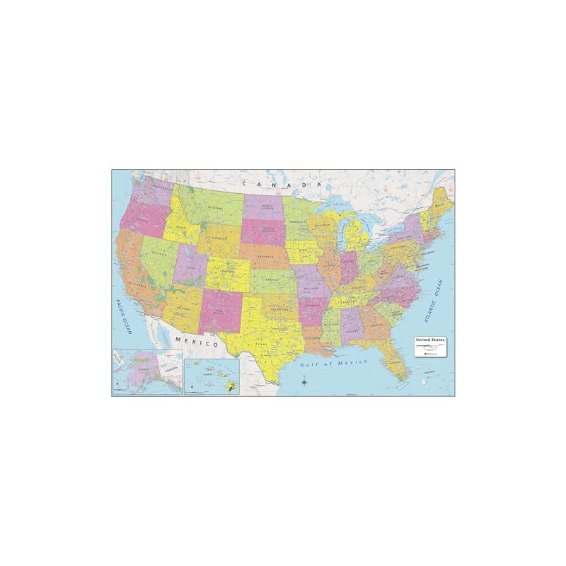 MapSherpa: United States Wall Map - Large - 48 x