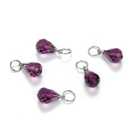 Adabele 10 dijes de piedra natal de febrero de 10 mm con forma de lágrima austriaca, colgante de cristal de pera con anillos de salto para hacer joyas y manualidades br6-2