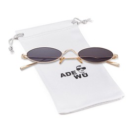 Adewu Retro Oval Sunglasses Metal Round Vintage Glasses for Men Women -