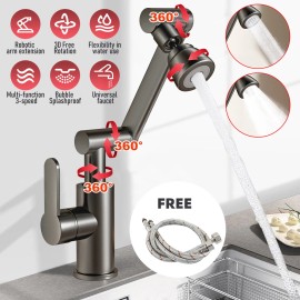 MDHAND 1440° Llave De Agua Para Cocina Con Rociador Grifos Fregadero Lavamanos Baño US