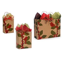 Christmas Gift Bag Bulk Assortment, Set of 75, Rustic Red Cardinal