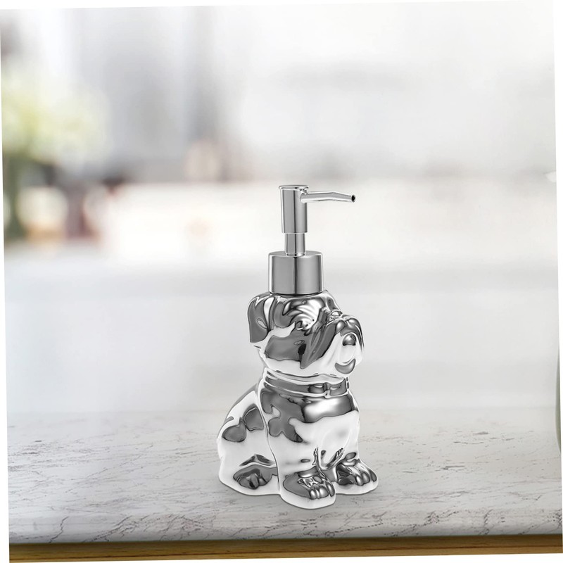 WOONEKY Ceramic Dog Shape Lotion Dispenser 280ml Refillable Pump Bottle