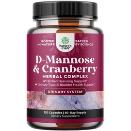 D Mannose with Cranberry Supplement - Potent D Mannose 1000mg Capsules for Kidney Defense Support & Cleanse and Urinary Tract Health for Women & Men - Bladder Health Supplement for Adults - 120 Count