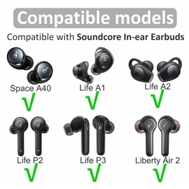 IiEXCEL Double Flange Compatible with Soundcore Space A40 Ear Tips, Noise Reduce Replacement Silicone Eartips Buds Cover Accessories Compatible with Soundcore Life P3 A1 Space A40 - S/M/L Black