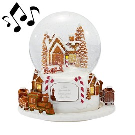 THINGS REMEMBERED Engraved Large Gingerbread Village and Moving Train Musical Snow Globe, Plays Toyland Music, Beautiful and Unique (Free Customization)