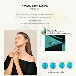 Bellitia Jewelry 925 Sterling Silver Gold-Plated / White Gold-Plated Small Round Blue Opal Stud Earrings for Mother's Day Valentine's Day Hypoallergenic Earrings for Women Ladies Girls 5 mm, Sterling
