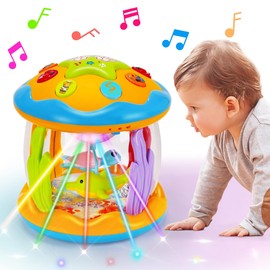Ocean Projector, Juguetes de Música Oceánica, Juguetes Interactivos de MúSica Infantil, Juguete de Arrastre Rodante, Juguete de Aprendizaje de Música y Luz Giratoria, Regalo de cumpleaños para niños