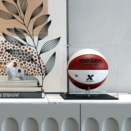 QIMOND Acrylic Display Case with Detachable Ball Stand, Compatible with Full Size Football, Dustproof Display Box for Exclusive Collectible Sport Memorabilia