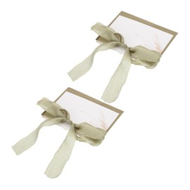 PATIKIL Wedding Day Cards, 2 Pcs His and Her Wedding Vow Card with Green Ribbon for Bride and Groom Wedding Bridal Shower Gifts