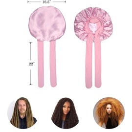 Gorro de Dormir de Seda para El Cabello Largo Bonnet Ajustable para Mujer, Banda Elástica Gorro para Dormir Cabello Scrunchies Maquillaje Diadema Pelo Rizado Gorra de Noche (Rosa)