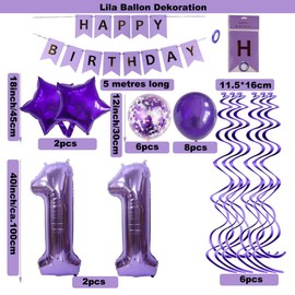 SNOWZAN Balloons 10th Birthday Decoration Purple 40 Inch Giant Numbers Balloons, Latex Foil Balloons, Pack of 25