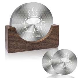 2 Pack 51mm Espresso Puck Screen with Stand, 0.9mm 150μm Ultra Thin Reusable Coffee Filter Compatible with Breville Barista 51mm Portafilter Basket, 304 Stainless Steel Espresso Machine Accessories