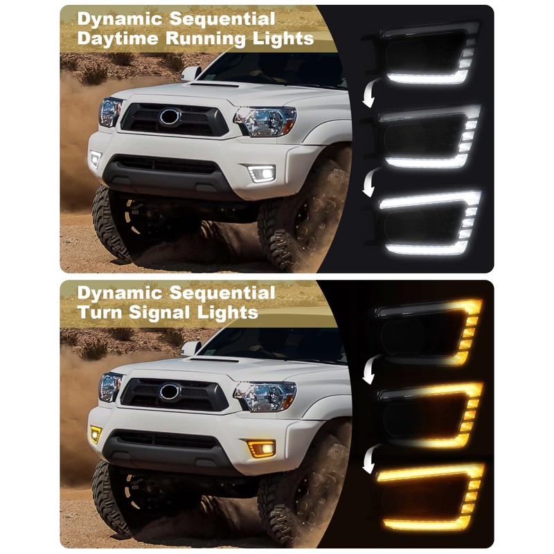 TBHOO - Luces antiniebla LED para Toyota Tacoma DRL ámbar