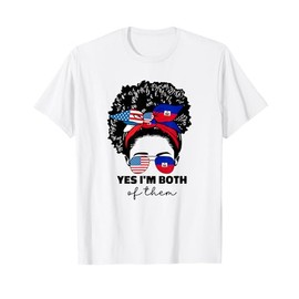 Half Haitian And American America Haiti Usa Flag Girl Afro T-Shirt