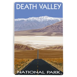 Lantern Press 12x18 Inch Metal Sign, Death Valley National Park, California, Highway View