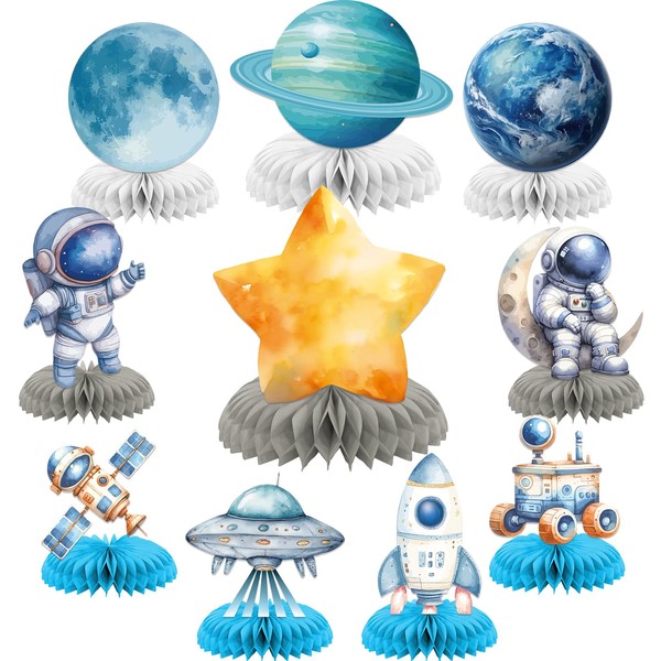 10 Pcs Astronaut Party Decorations Honeycomb Centerpieces Space Themed Party