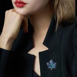 Rhinestone Maple Leaf Brooch Tree Lapel Pin Bling Crystal Pin Gift for Women Valentine's Mother's day Wedding Anniversary Brooch Alloy Collar Pockets Cuffs Bag Accessories Purple