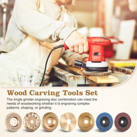 10PCS Wood Carving Disc Set for 4" & 4-1/2" Angle Grinder, Includes Grinding, Shaping & Sanding Discs with 5/8" Arbor for Woodworking & DIY Projects