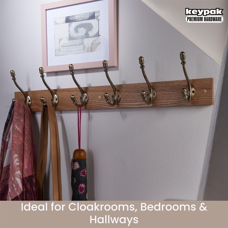 keypak Rustic Wall-Mounted Coat Rack 6 Hook Rail, 69cm, Handcrafted