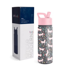 Simple Modern Botella de Agua para Niños con Pajita | Vaso Térmico Acero Inoxidable Aislado Reutilizable para Niños y Niñas | Summit Colección | 530ml | Unicorn Fields
